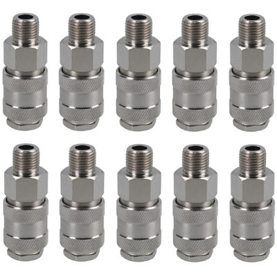 AB Tools Euro Air Line Quick Release Hose Coupler Connector 1/4 Bsp Male Thread 10Pc from B&Q