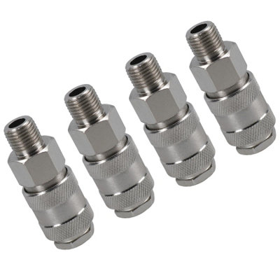 AB Tools Euro Air Line Quick Release Hose Coupler Connector 1/4 Bsp Male Thread 4Pc