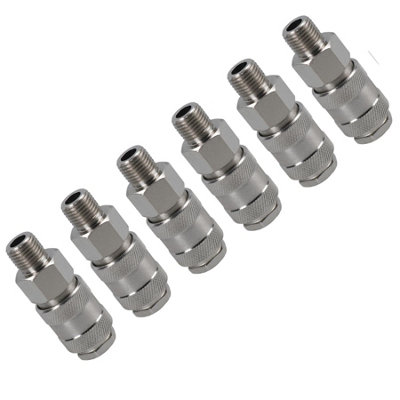 AB Tools Euro Air Line Quick Release Hose Coupler Connector 1/4 Bsp Male Thread 6Pc