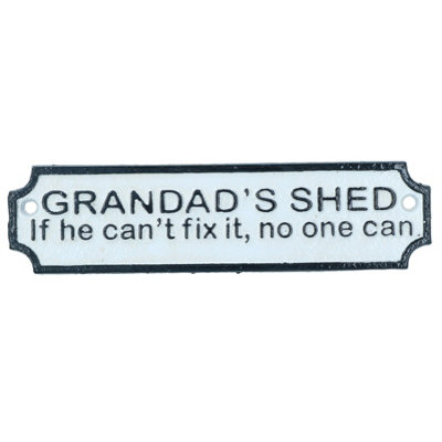 AB Tools Grandads Shed Cast Iron Sign Plaque Door Wall House Gate Garage Workshop from B&Q