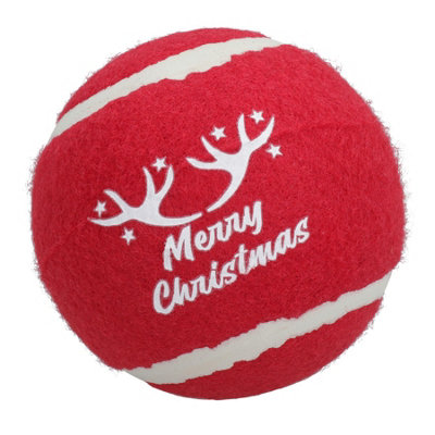 AB Tools 1Pk  Extra Large Dog Festive Christmas Gift Red 'merry Christmas' Tennis Ball Gift from B&Q