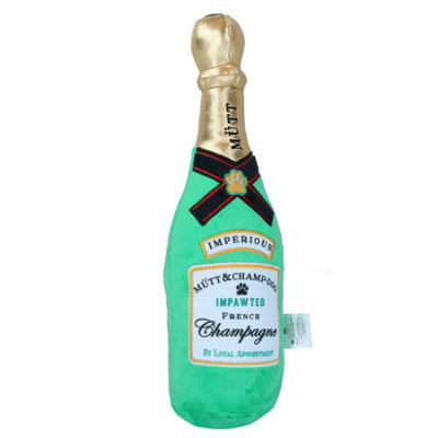 B&Q -  Dog Christmas Gift Plush Champaign Bottle Squeaky Plush Play Toy Present