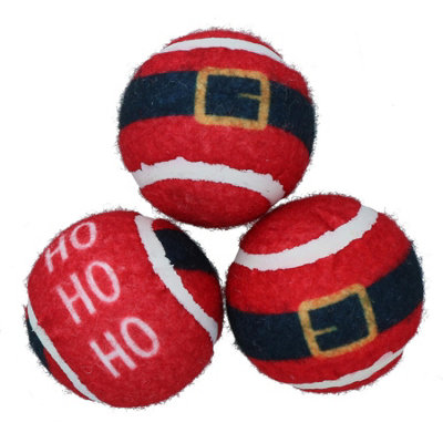 AB Tools 3Pk Dog Red Festive Christmas Gift Themed Tennis Balls  Ball Mad Xmas Gift from B&Q