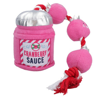 AB Tools Dog Christmas Cranberry Sauce Rope Plush Toy  Squeaky Rope Play Xmas Gift from B&Q