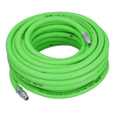 Ab Tools Green Metres Soft Rubber Hi-Vis Air Compressor Hose Airline 1/4 Bsp Male Thread Size 15