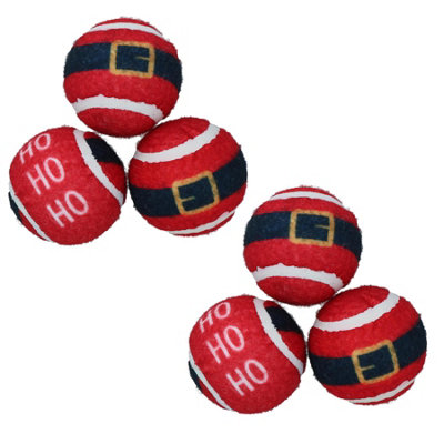 AB Tools 6Pk Dog Red Festive Christmas Gift Themed Tennis Balls Ball Mad Xmas Gift from B&Q