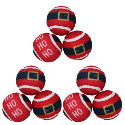 AB Tools 9Pk Dog Red Festive Christmas Gift Themed Tennis Balls Ball Mad Xmas Gift from B&Q