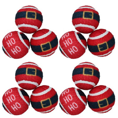 AB Tools 12Pk Dog Red Festive Christmas Gift Themed Tennis Balls Ball Mad Xmas Gift from B&Q