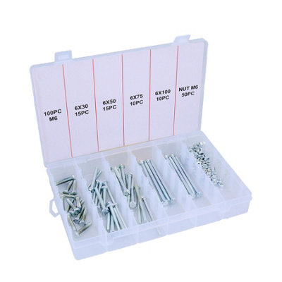 AB Tools M6 X 1.0 Metric Nuts And Bolts Assortment Set Fasteners 30-100mm Long 100Pc from B&Q
