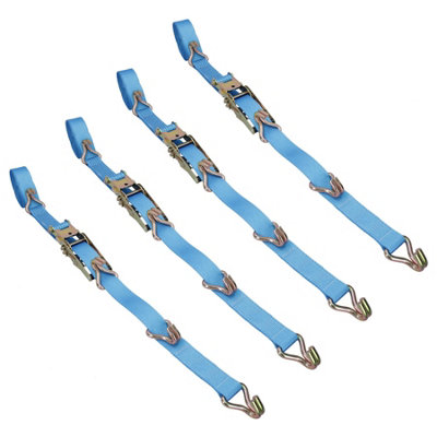 AB Tools 4X Ratchet Strap Trailer Tie Down With Bridging Hooks 5M Hooks Recovery 2.5 Ton from B&Q