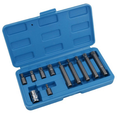 AB Tools Male Spline Shallow + Deep Bit Sockets 5mm12mm (M5-M12) 3/8In Drive from B&Q