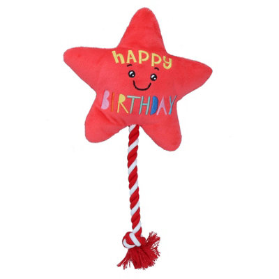 AB Tools Super Soft Plush Squeaky 'happy Birthday' Star Dog Puppy Happy Birthday Gift from B&Q