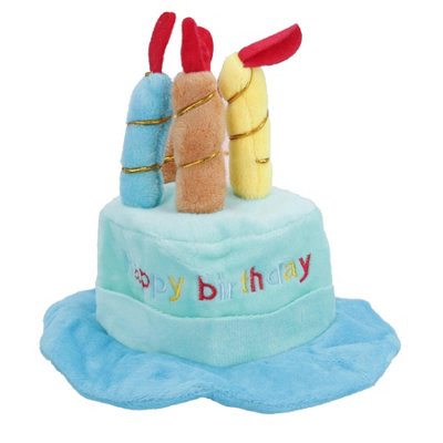 AB Tools Blue Dog Plush Happy Birthday Candle Cake Hat Dog Novelty Hat Birthday Gift from B&Q