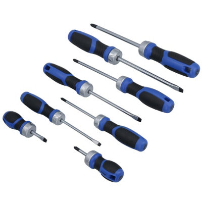 B&Q -  Reversible Ratchet Screwdriver Set Phillips Slotted Screwdrivers Ph Sl 8Pc
