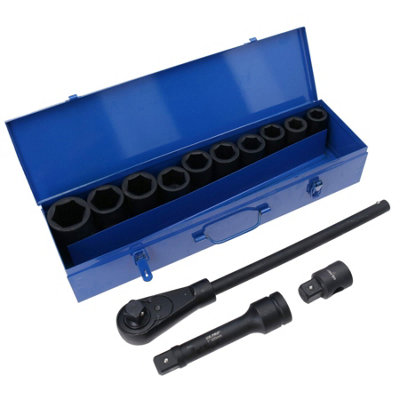 AB Tools 1In Drive Impact Metric Socket + Accessory Kit Ratchet Extensions 2246mm from B&Q