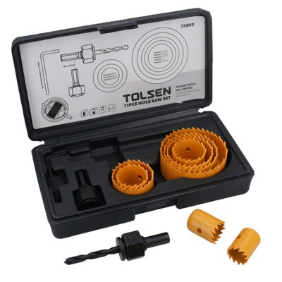 AB Tools 11Pc Hole Saw Round Cutter Drill Arbor 1964mm Cutters Circle Saws In Case from B&Q