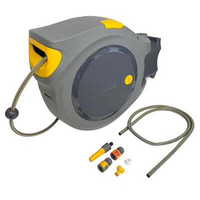 AB Tools Hozelock Auto Rewind Wall Mounted Garden Hose Reel 40M Watering Hosepipe from B&Q