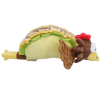 B&Q -  Dog Puppy Gift Chicken Wrap Food Themed Soft Plush Squeaky Play Toy Present