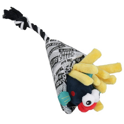 Ab Tools Dog Puppy Gift Fish & Chips Food Themed Soft Plush Squeaky Play Toy Present
