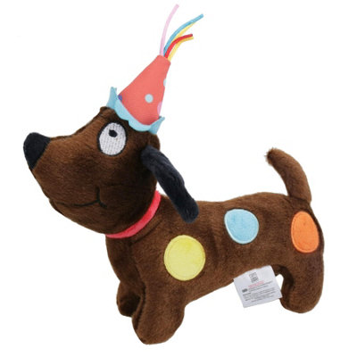 AB Tools Super Soft Plush Squeaky Party Animal Birthday Dog Puppy Happy Birthday Gift from B&Q
