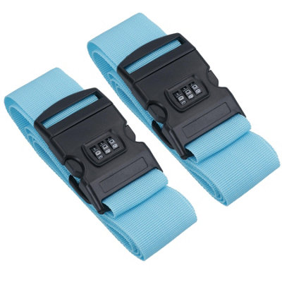 AB Tools Adjustable Combination Luggage Lock Strap Suitcase Baggage Secure 2Pc from B&Q