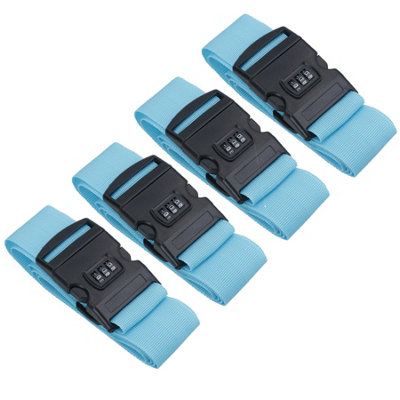 AB Tools Adjustable Combination Luggage Lock Strap Suitcase Baggage Secure 4Pc from B&Q