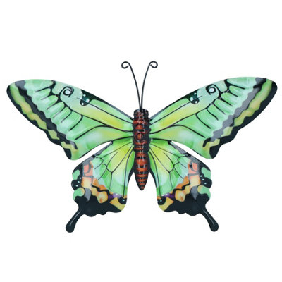 B&Q -  Medium Metal Green Butterfly Wall Art Garden/home Ornament 21.5 X 33.5Cm