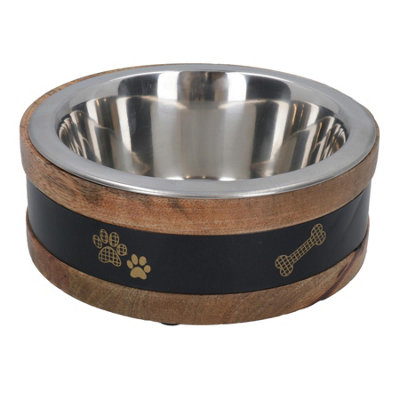 AB Tools Medium Wooden Ring With Removal Metal Bowl Dog Puppy Food Water Dish from B&Q
