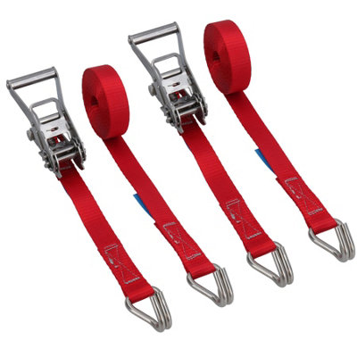 AB Tools 2Pk Ratchet Strap Stainless Steel Boat Trailer 3.7M 25mm Marine Grade Claw Hook from B&Q