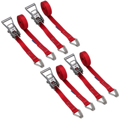 AB Tools 4Pk Ratchet Strap Stainless Steel Boat Trailer 3.7M 25mm Marine Grade Claw Hook from B&Q