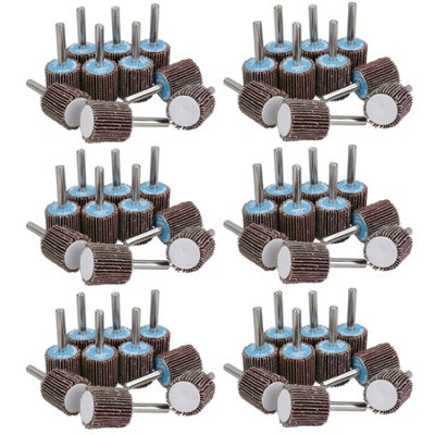 AB Tools 80 Grit 25mm Flap Wheel Disc Abrasive Sanding Pads For Drills 6mm Shank 60Pc from B&Q