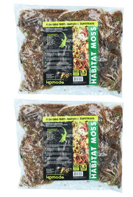 AB Tools 2 Pack Of 1.5L Habitat Moss Natural Substrate For Reptile Frog Snake Gecko from B&Q