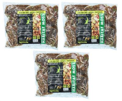 Apollo Slab Tech 3 Pack Of 1.5L Habitat Moss Natural Substrate For Reptile Frog Snake Gecko from B&Q