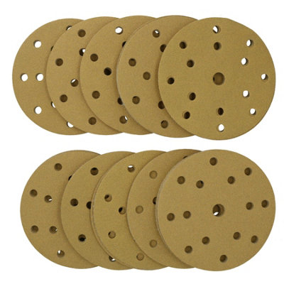 B&Q -  150mm Sanding Discs Aluminium Oxide Abrasive 120 Grit 15 Hole Hook + Loop 100Pc