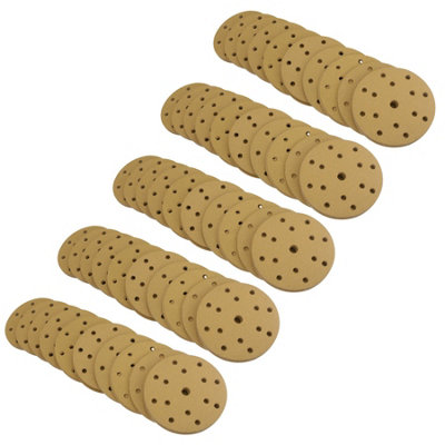 B&Q -  150mm Sanding Discs Aluminium Oxide Abrasive 120 Grit 15 Hole Hook + Loop 500Pc