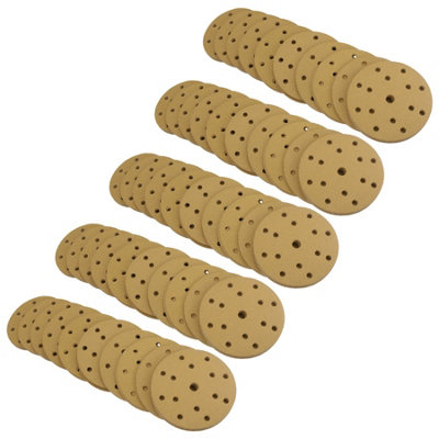 B&Q -  150mm Sanding Discs Aluminium Oxide Abrasive 180 Grit 15 Hole Hook + Loop 500Pc