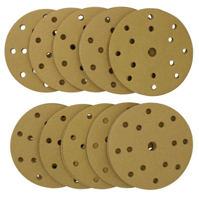 B&Q -  150mm Sanding Discs Aluminium Oxide Abrasive 240 Grit 15 Hole Hook + Loop 100Pc
