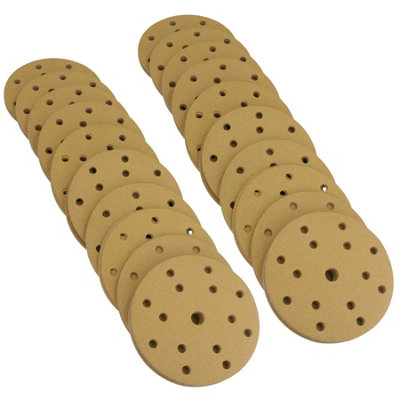 B&Q -  150mm Sanding Discs Aluminium Oxide Abrasive 320 Grit 15 Hole Hook + Loop 200Pc