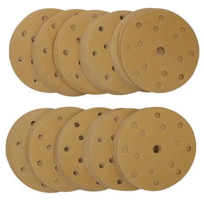 B&Q -  150mm Sanding Discs Aluminium Oxide Abrasive 500 Grit 15 Hole Hook + Loop 100Pc