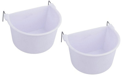 AB Tools 2Pk Large White Plastic Bird Feeder Primary Bird Food/water Cage Dish 11.5Cm from B&Q