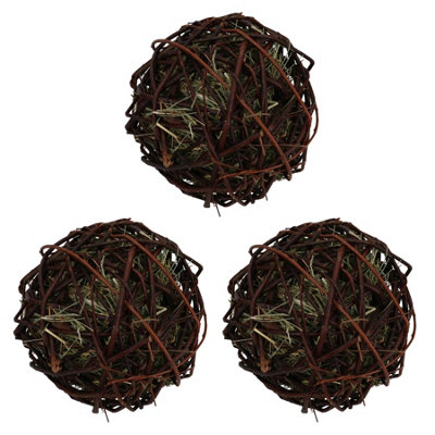 Ab Tools 3Pk Animal Rabbit Edible Gnaw Weave Ball Boredom Breaker Toy Small