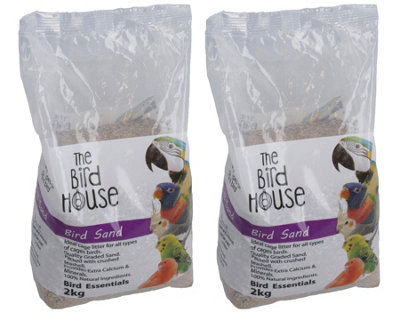 AB Tools 2Pk 2Kg Parrot Bird Sand With Oyster Calcium & Mineral Aid Digestion Cage Litter from B&Q