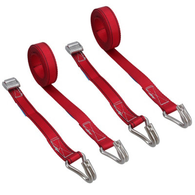 AB Tools 2Pk Cam Buckle Strap Stainless Steel 3.7M Tie Luggage Straps Marine Grade Claw Hooks from B&Q