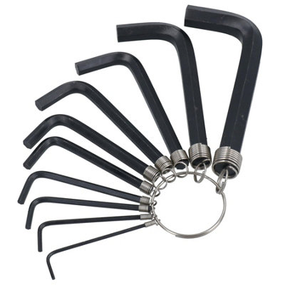 Ab Tools Metric Allen Hex Key Set On A Key Ring Wrench 10Pc 1.5Mm - 10Mm