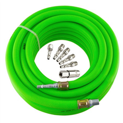 B&Q -  Airline Air Hose High Vis 8mm 10M 33Ft Compressor With Quick Release Fittings