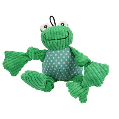 AB Tools Small Frog Knottie Plush Durable Multi Squeaky Dog Puppy Toy 7X12X20Cm from B&Q