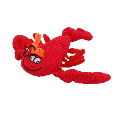 AB Tools Small Lobster Knottie Plush Durable Multi Squeaky Dog Puppy Toy 9X9X24Cm from B&Q