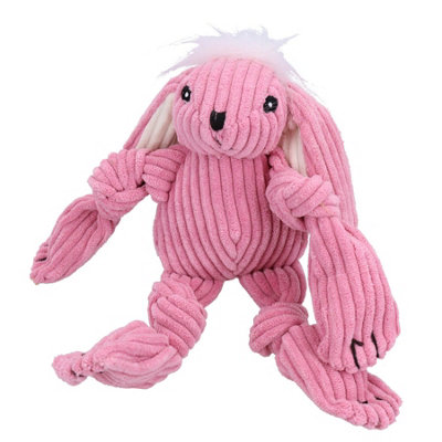 AB Tools Small Pink Bunny Knottie Plush Durable Multi Squeaky Dog Puppy Toy 7X13X21Cm from B&Q
