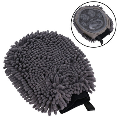 AB Tools 1X Grey 2 In 1 Noodle Drying Grooming Mitt One Size Fits All Muddy Wet Dog Puppy from B&Q