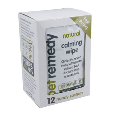 AB Tools Pet Remedy Natural Calming Wipes Dog Cat Pets Anxiety Stress Relief (12Sachet) from B&Q